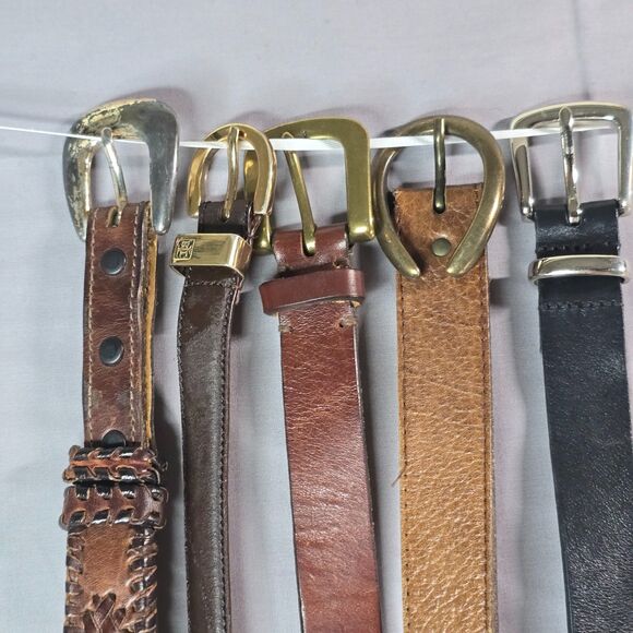 Lauren Ralph Lauren Accessories - 5 Leather Belts Lot Eddie Bauer Ralph Lauren Solid Brass Buckle Brown Black 37"